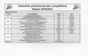 CALENDRIER COMPETITIONS 2020/2021